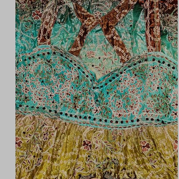 New Free People Into The Nights Maxi Dress $298 X-SMALL Forest Combo EMBROIDERED - Picture 4 of 8